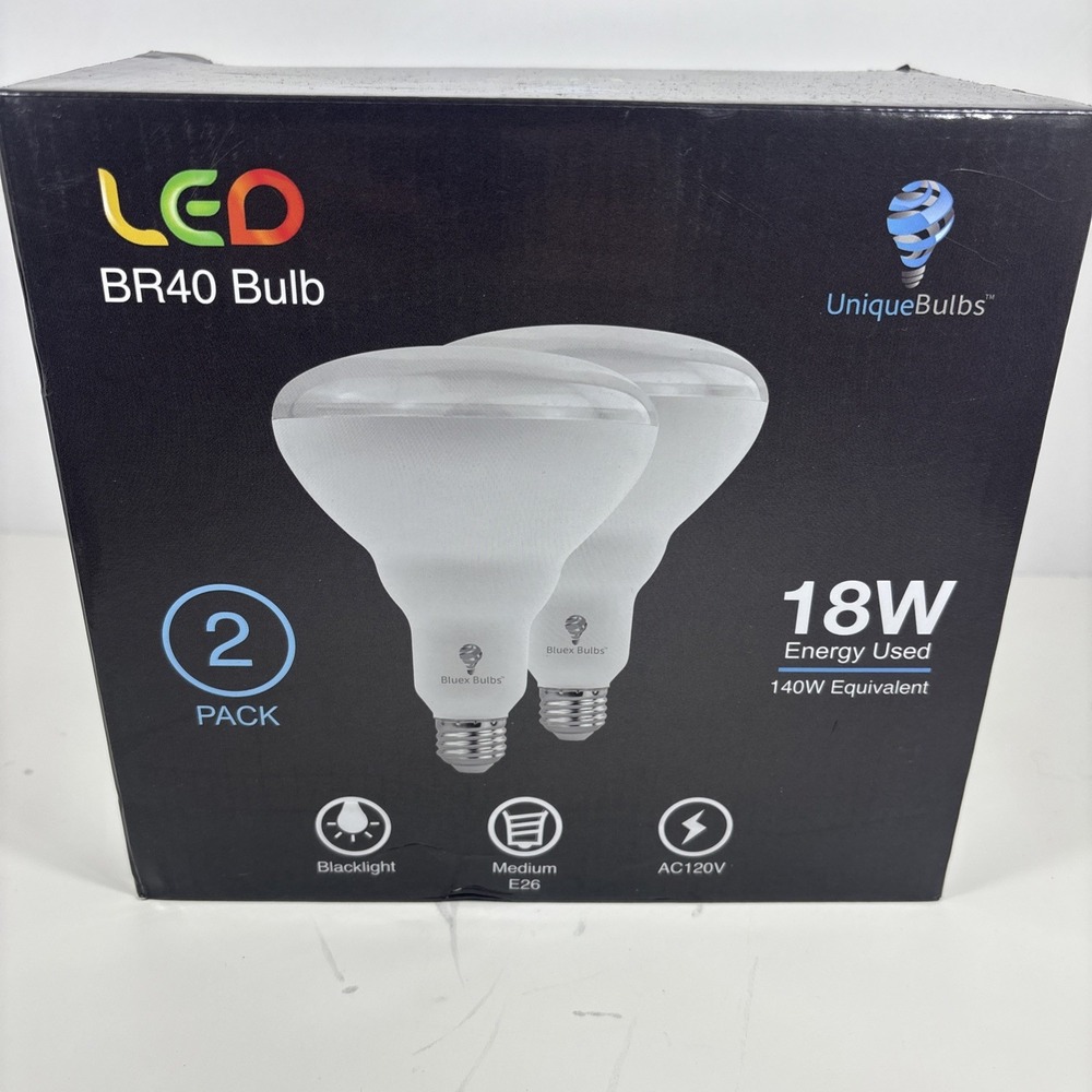 Unique Bulbs LED BR40 Blacklight Light Bulb 2 Pack 18W E26 120V Purple